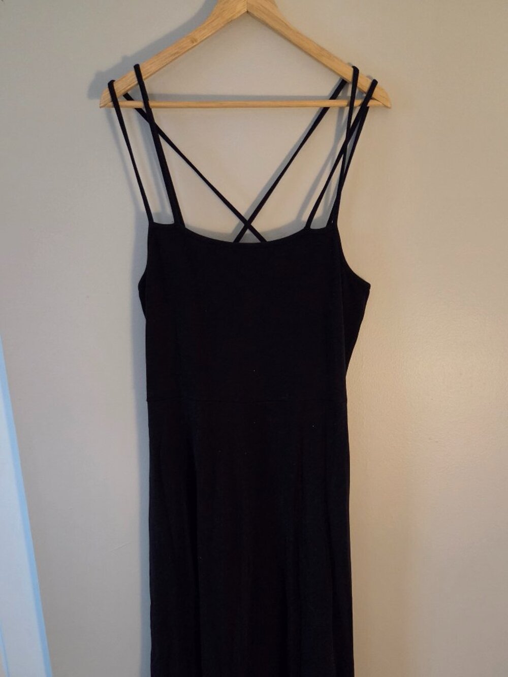 ELOQUII - Black Fit & Flare Knit Midi Dress with Slit - Black - 18/20
